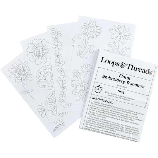 Floral Iron-On Embroidery Transfer Set by Loops & Threads®